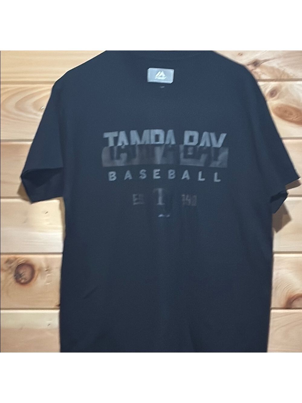Majestic Black Tampa Bay Baseball Tee Large